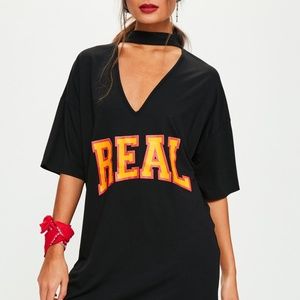 Missguided Black Slogan Graphic Print Choker Neck